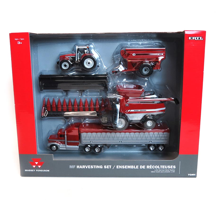 1/64 Massey Ferguson Harvesting Set with Combine, Tractor, Grain