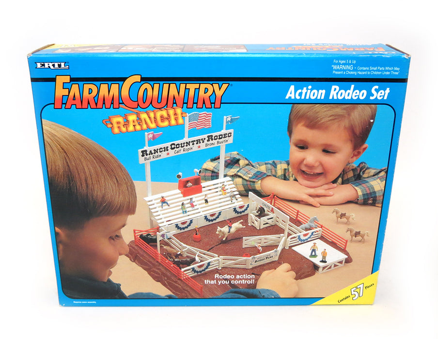 1/64 Farm Country Rodeo Set by ERTL with 57 Pieces, Figures & Grandstands