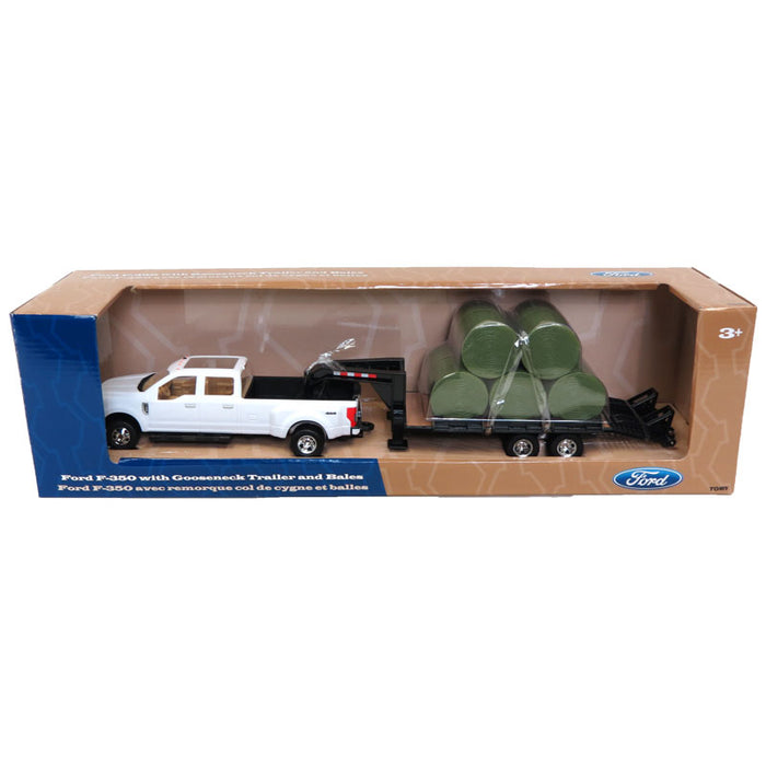 1/32 Ford F-350 Dually with Gooseneck Trailer and Bales