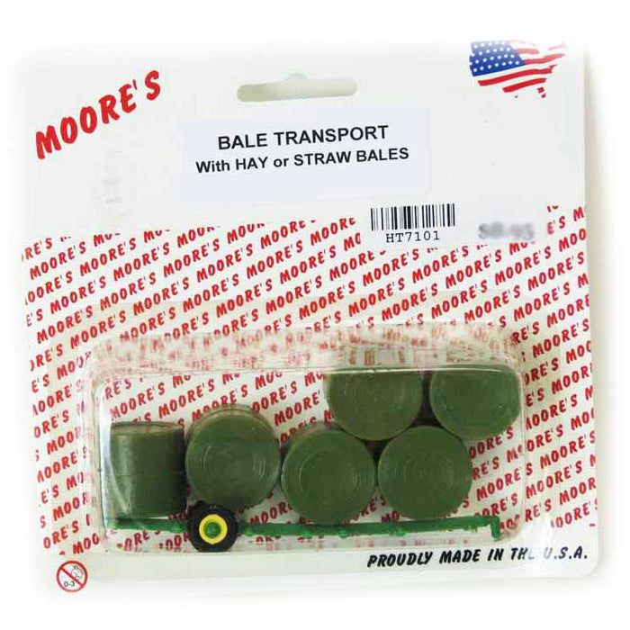 1/64 Plastic Green Frame Round Bale Transport and 6 Hay Bales