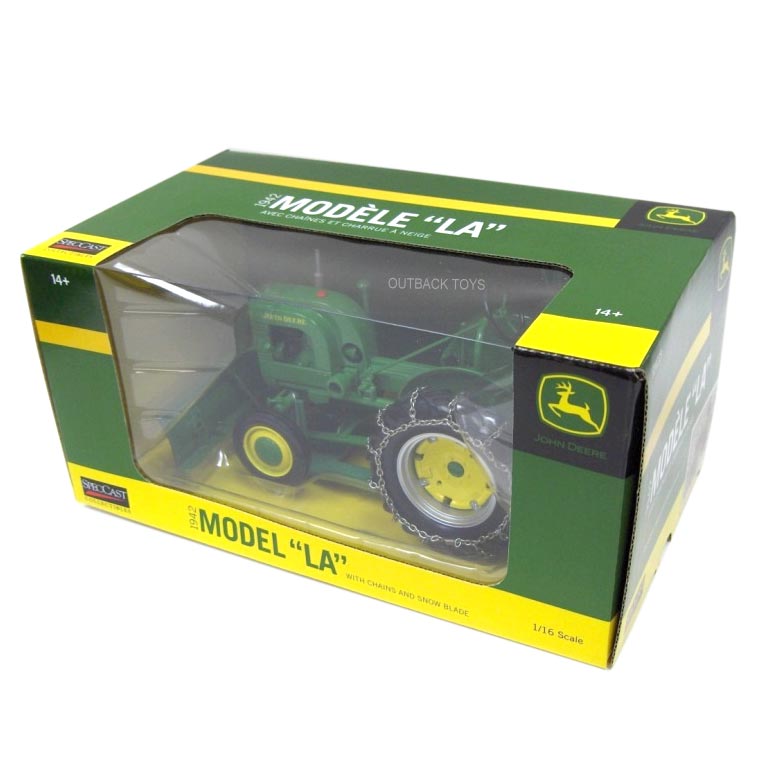 1/16 John Deere LA Tractor with Snowblade and Chains by SpecCast