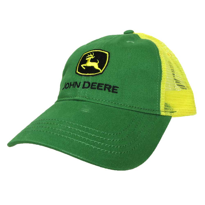 John Deere Youth Green Twill with Yellow Mesh Trademark Trucker Hat