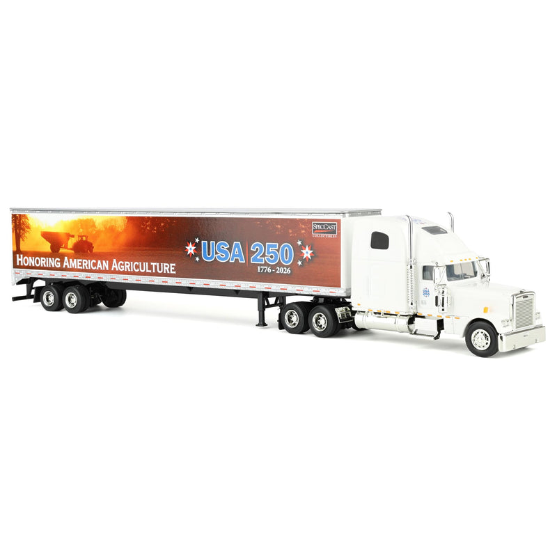 1/64 Freightliner Classic XL Semi Truck with Honoring American Agriculture Trailer by SpecCast, USA 250th Anniversary