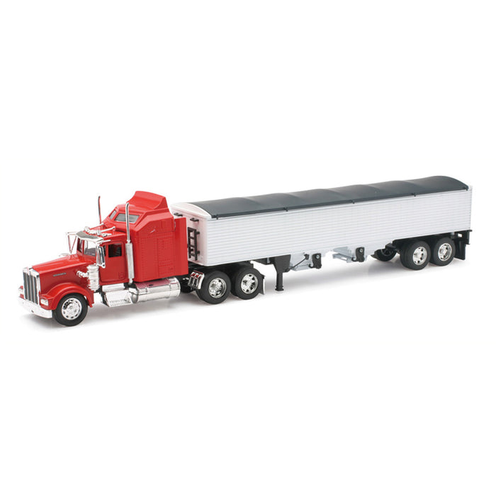 1/32 Red Kenworth W900 Semi with Grain Hopper Trailer by New Ray