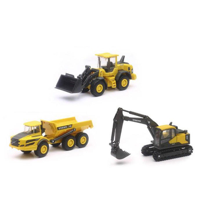 (B&D) - 1/64 Volvo Construction 3 Piece Die-cast Vehicle set by New Ray - Damaged Box