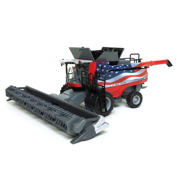 1/64 Massey Ferguson 9565 Combine with American Flag Wrap and Draper Head