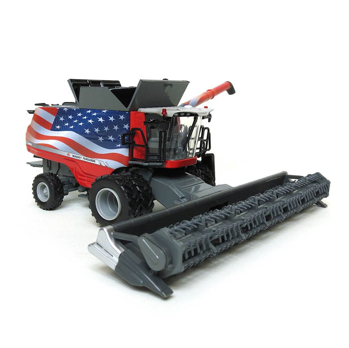 1/64 Massey Ferguson 9565 Combine with American Flag Wrap and Draper Head