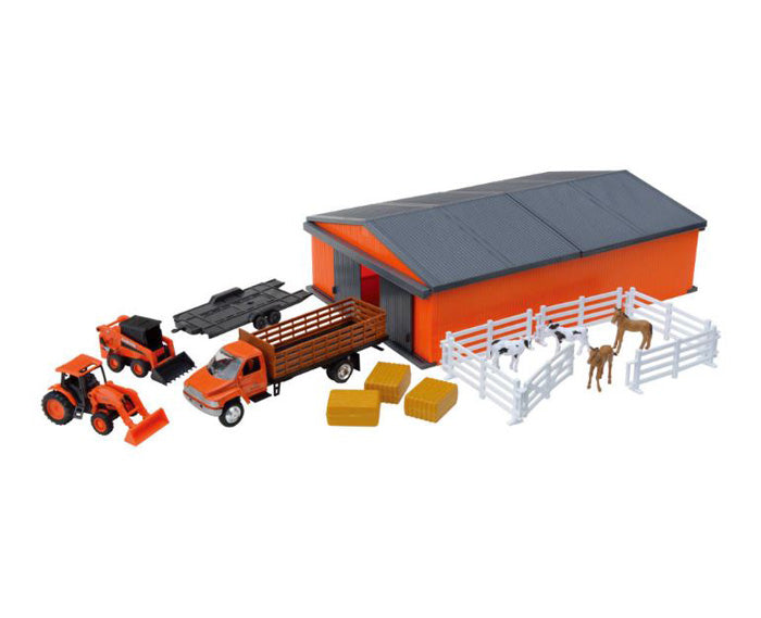 Kubota Farm Set with 1/43 Vehicles, Animals & Shed