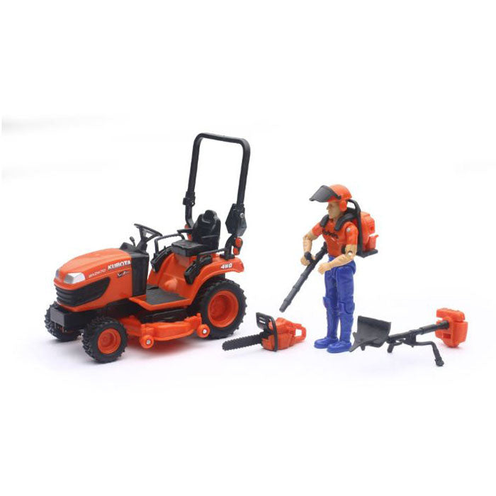 1/18 Kubota BX2670 Lawn Tractor with Figure & Accessories by New Ray