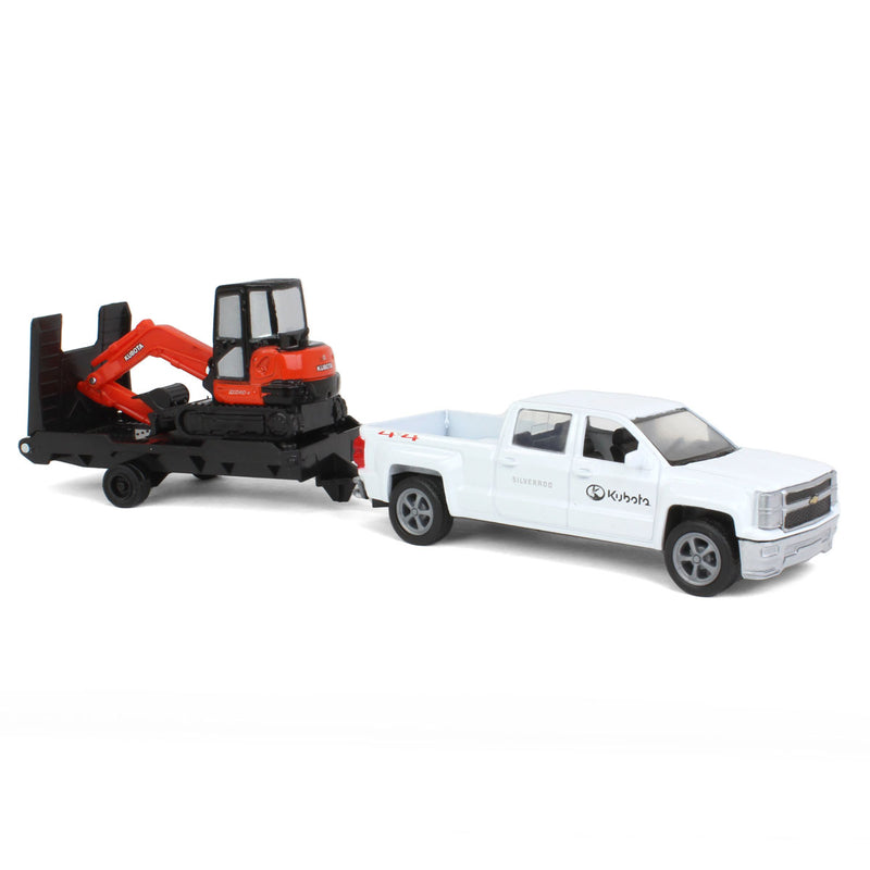 1/43 Kubota Toy Set with Chevy Pickup Truck & Kubota KX040-4 Excavator by New Ray Toys