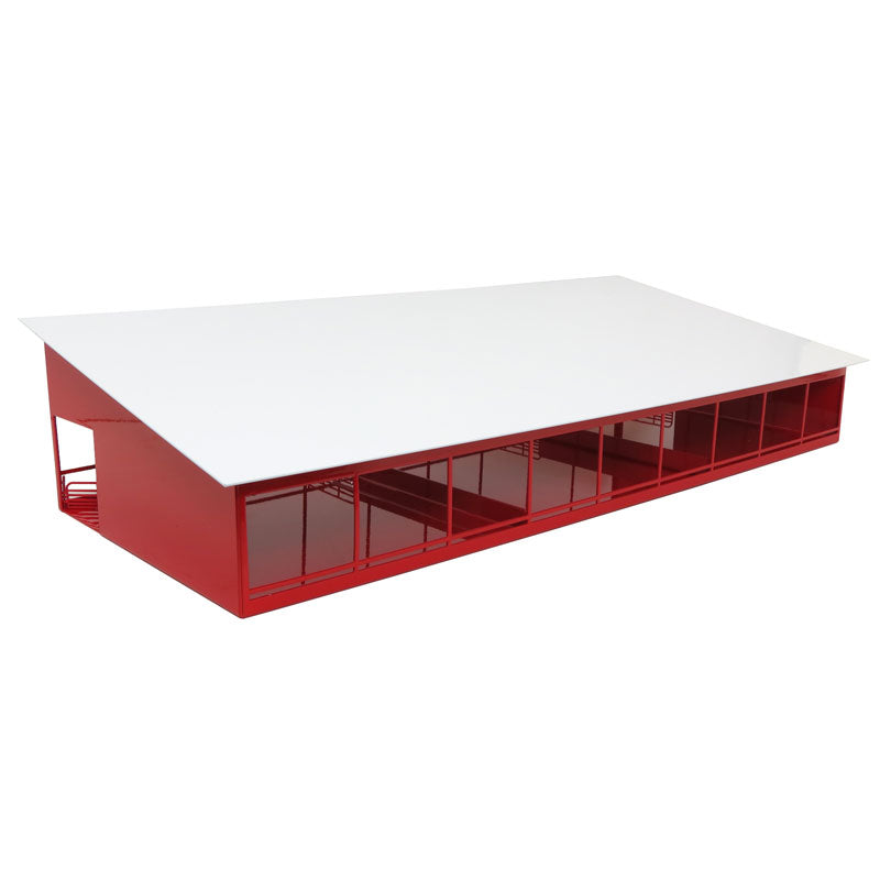 1/64 Red & White Monoslope Cattle Barn with Gates & Feed Bunk by Standi Toys