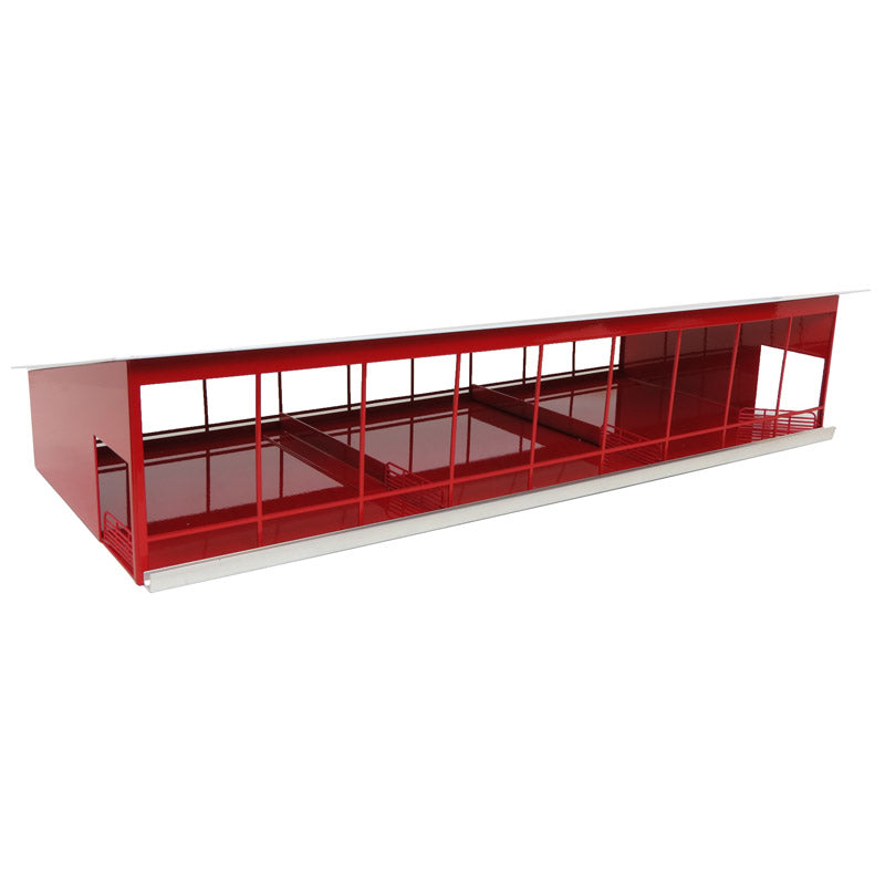 1/64 Red & White Monoslope Cattle Barn with Gates & Feed Bunk by Standi Toys