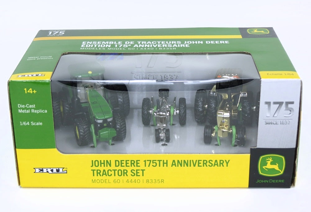 1/64 Limited Edition Gold & Chrome John Deere 175th Anniversary Tractor Set