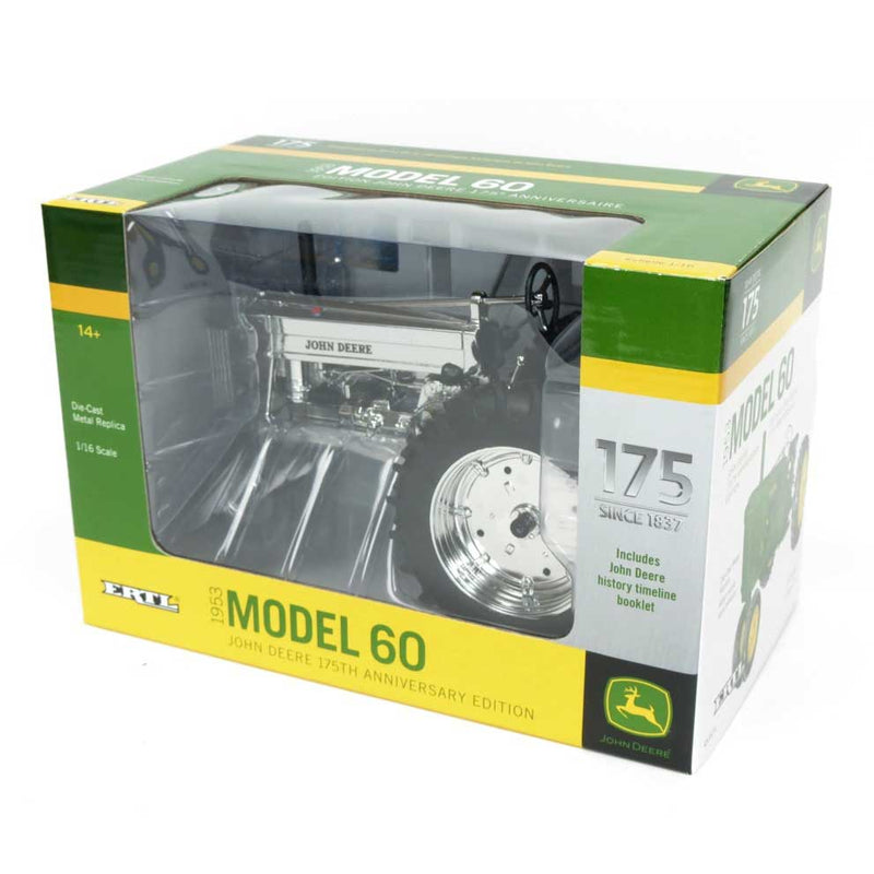 1/16 John Deere 60 Tractor with Narrow Front by ERTL, 175th Anniversary Silver Chrome Limited Edition