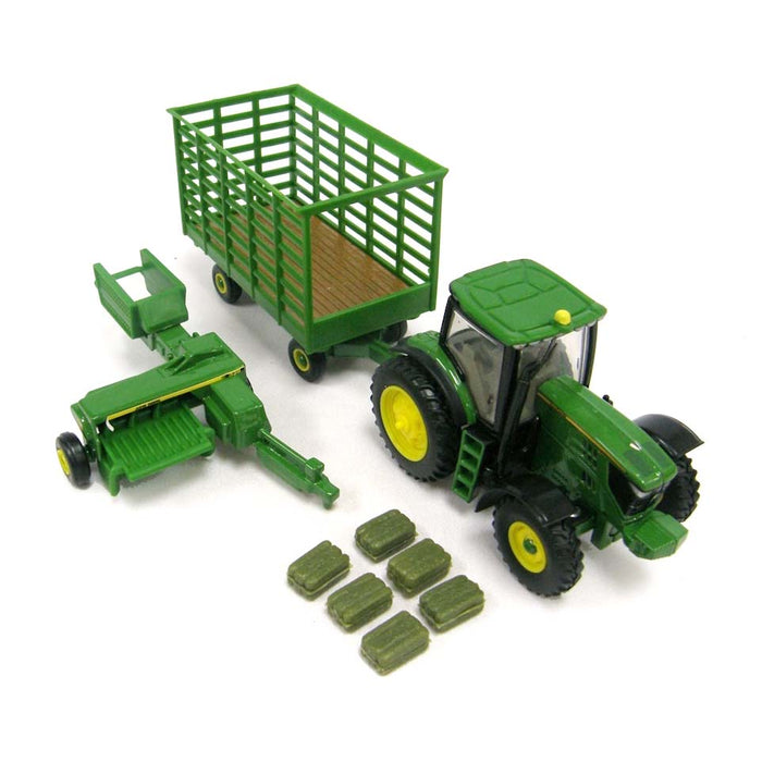 1/64 John Deere 6210R Haying Set with 338 Square Baler & Bale Wagon