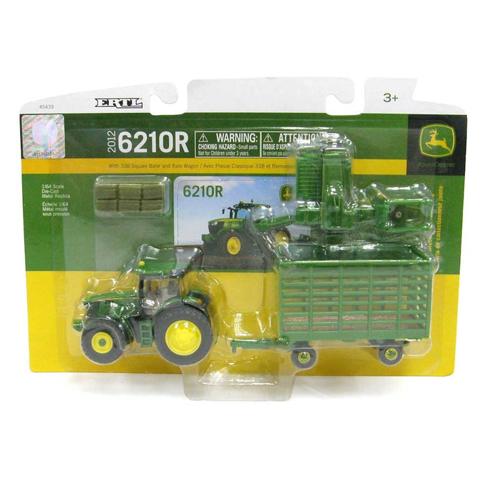 1/64 John Deere 6210R Haying Set with 338 Square Baler & Bale Wagon