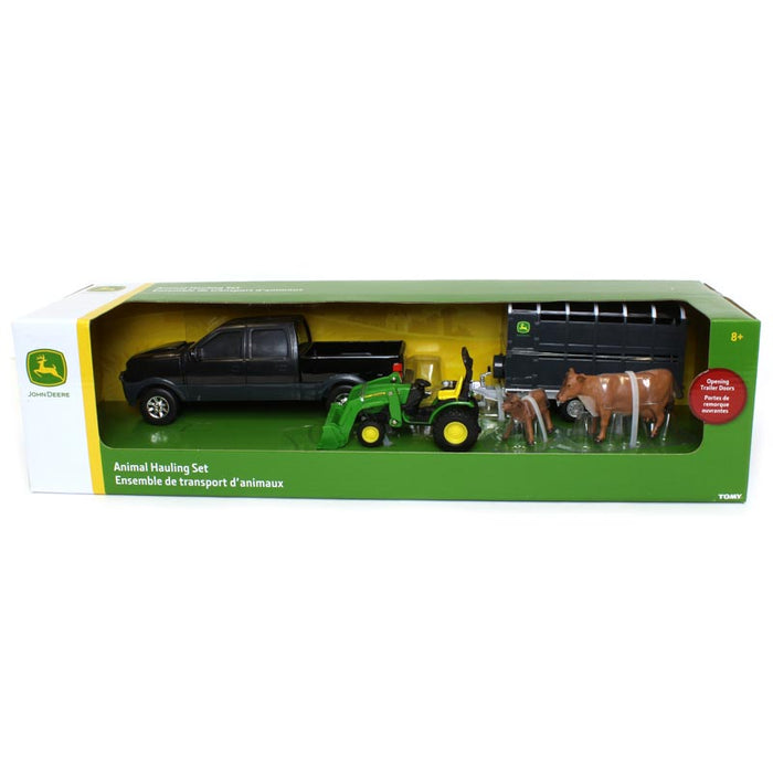 1/32 John Deere Pick Up with Livestock, Tractor and Trailer