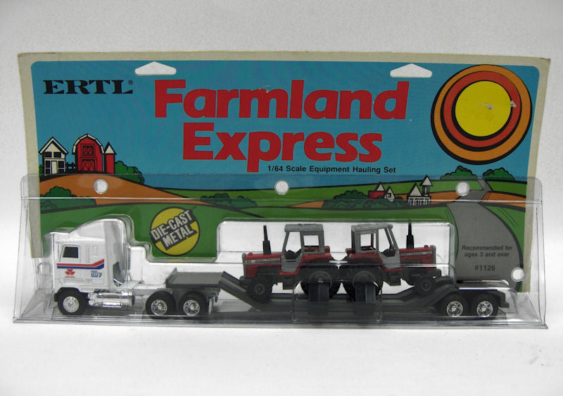 1/64 Mack Cabover with Lowboy & 2 Massey Ferguson 699 Tractors by ERTL