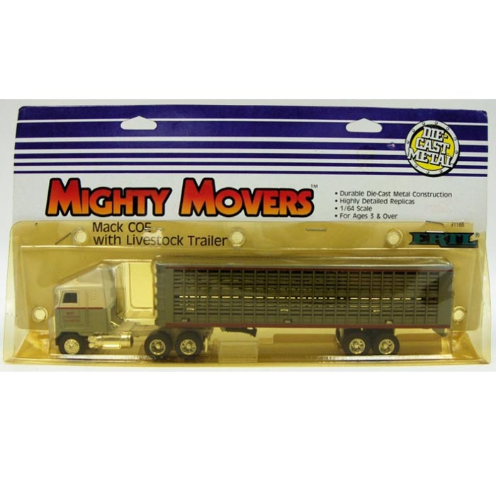 1/64 Mack COE with Livestock Trailer, ERTL Mighty Movers