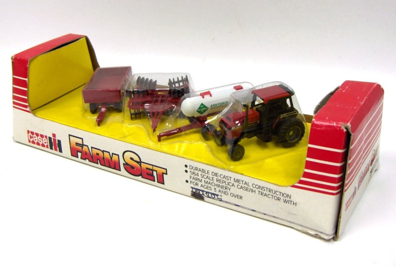 1/64 Case IH Farm Set w/ 2594 Tractor, Ammonia Tank, Wing Disk & Wagon by ERTL