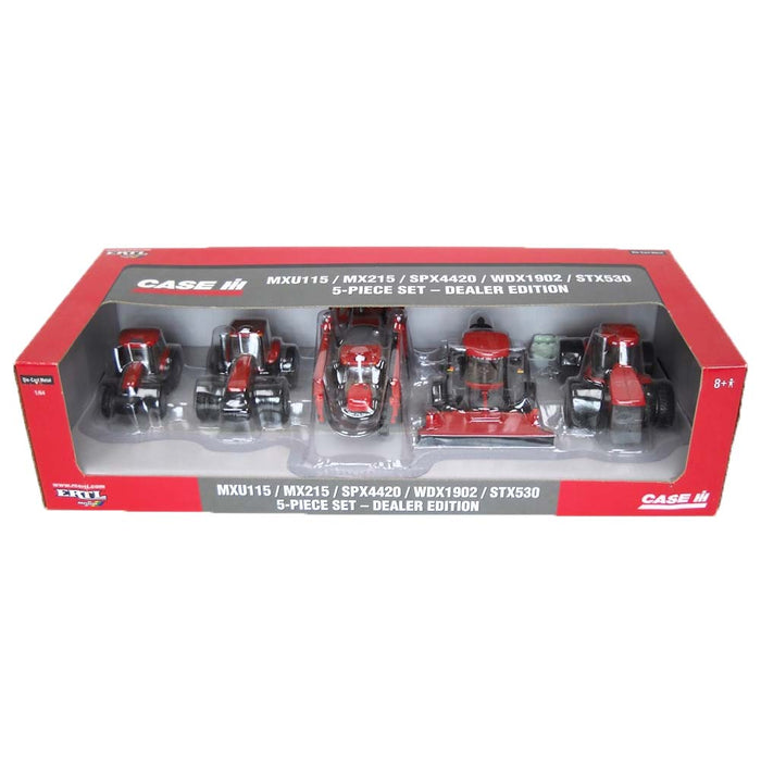 1/64 Dealer Edition Case IH 5-Piece Set with MXU115, MX215, SPX4420, WDX1902 & STX530