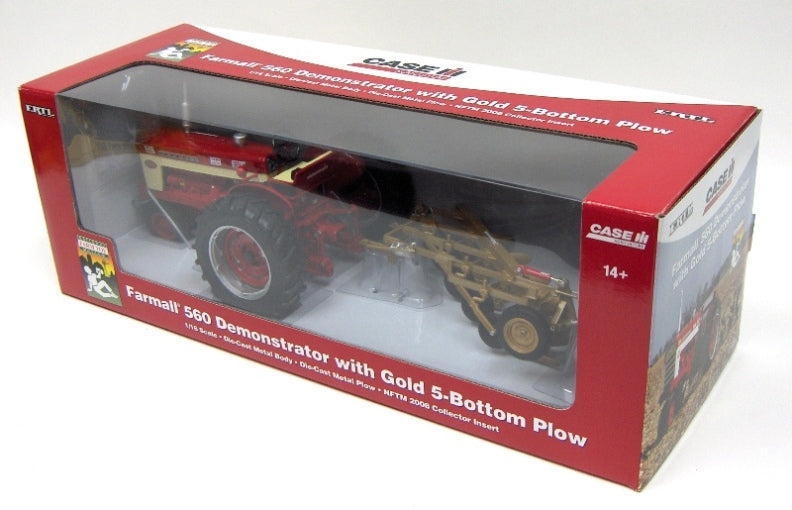 1/16 Farmall 560 Demo with Gold 5-Bottom Plow, 2008 National Farm Toy Museum Edition