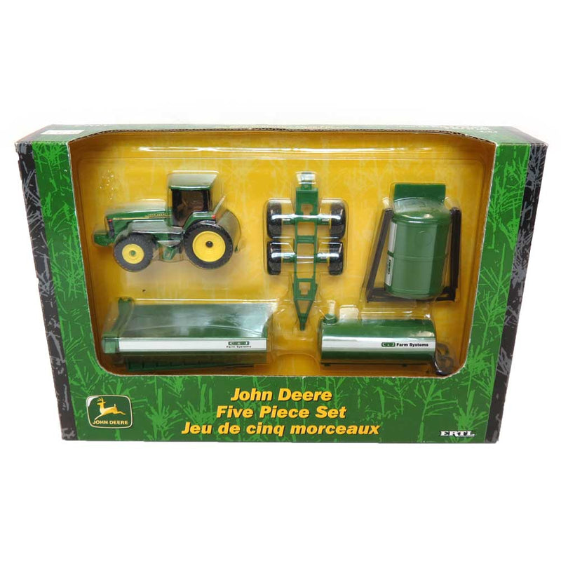 1/64 John Deere 5 Piece Tractor & Implement Set