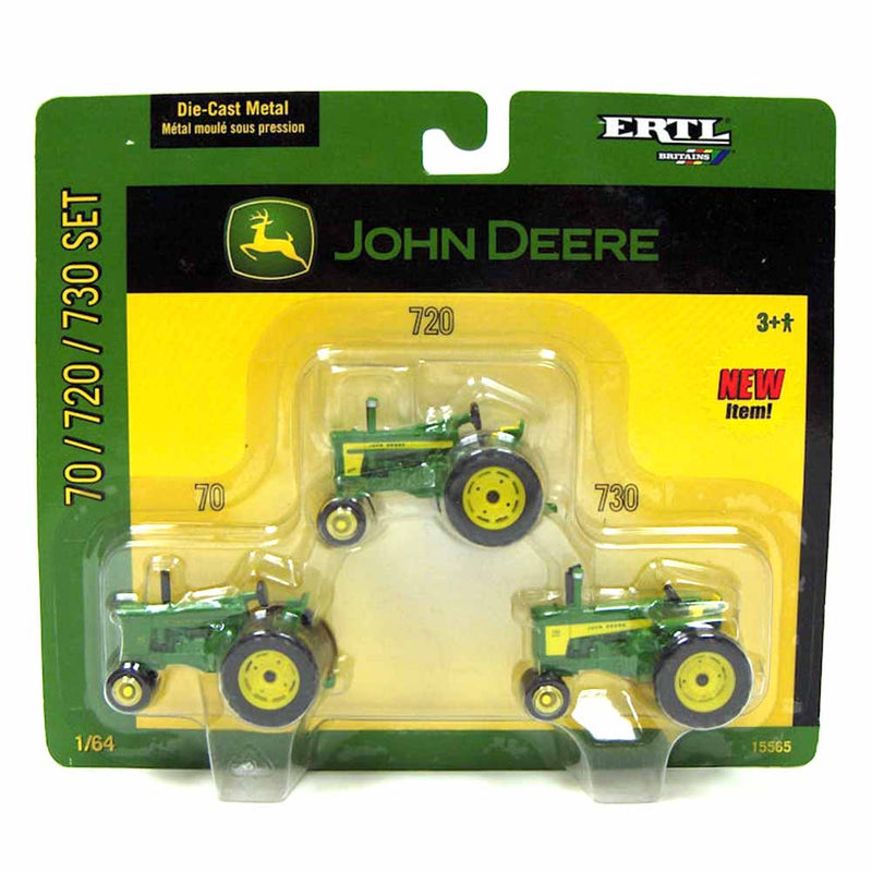 1/64 John Deere 3 Piece Set with 70, 720 & 730 Tractors by ERTL