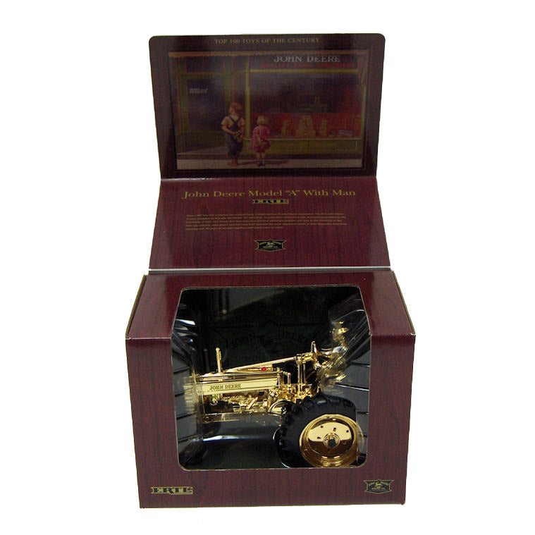 1/16 Gold John Deere Model A Tractor with Driver by ERTL, Top 100 Toys of the Century