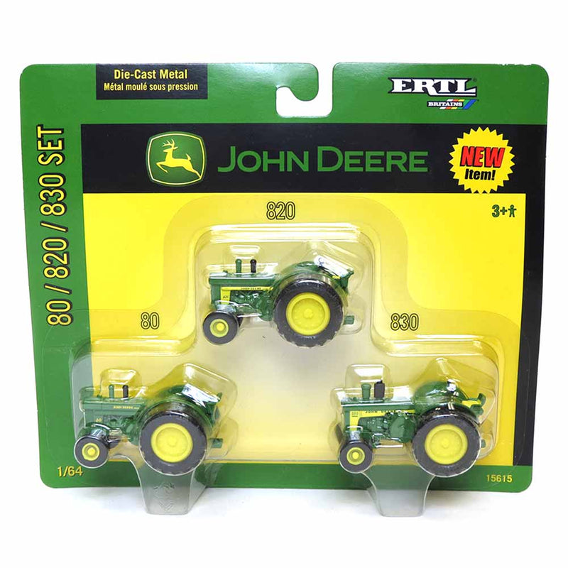 1/64 John Deere 80, 820 & 830 3 Piece Tractor Set by ERTL