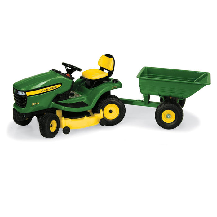 1/16 John Deere X324 with 4 Wheel Steer, 48 Mower Deck & Dump Cart