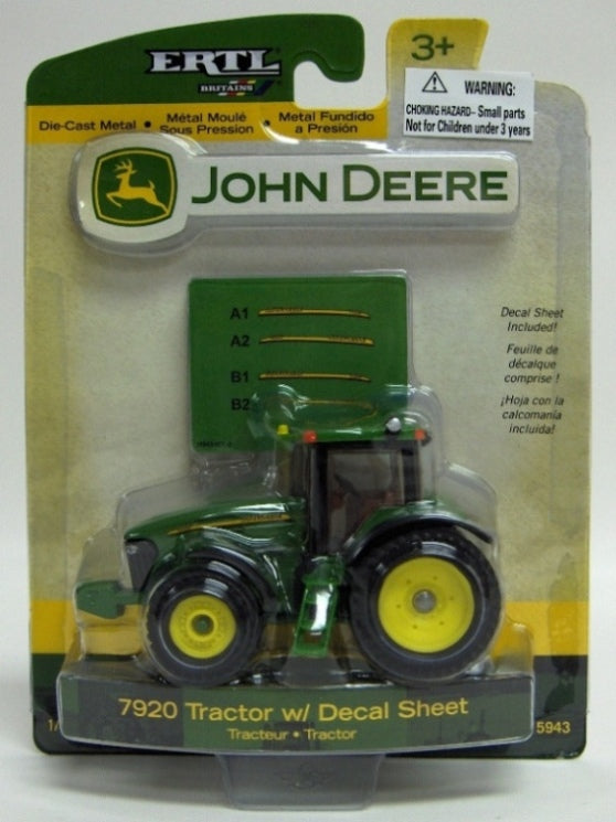 1/64 John Deere 7920 Tractor with Decal Sheet to Customize, by ERTL