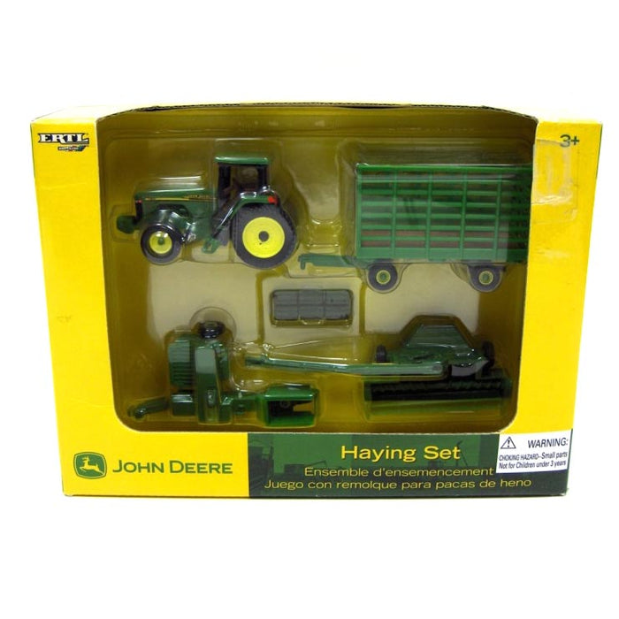 1/64 John Deere 8110 Tractor with Kick Baler, Wagon, Mower Conditioner and 6 Bales