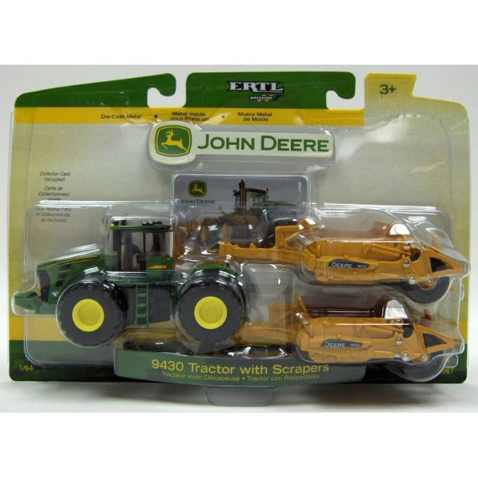 1/64 John Deere 9430 Tractor and Pan Scrapers