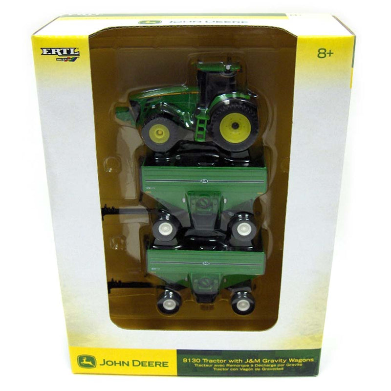 1/64 John Deere 8130 Tractor with (2) J&M 680/760 Gravity Wagons by ERTL