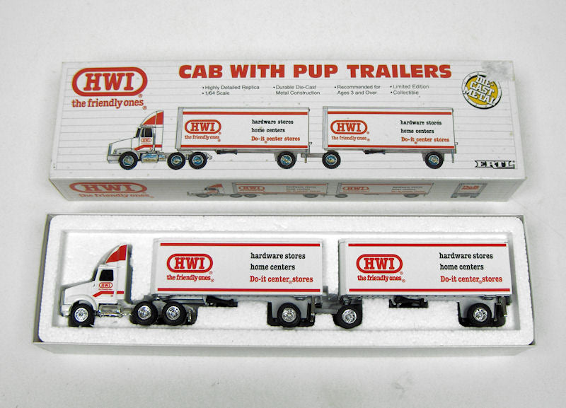 1/64 ERTL Volvo Semi w/ Double Trailers, HWI Logos