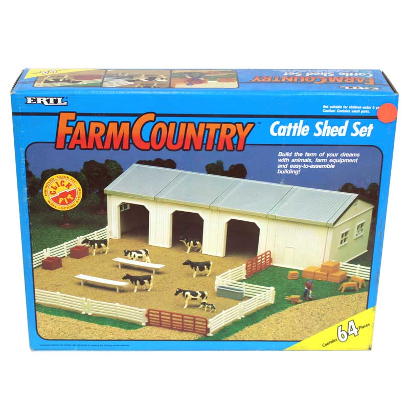 1/64 ERTL Farm Country 64 Piece Cattle Shed Set with Animals