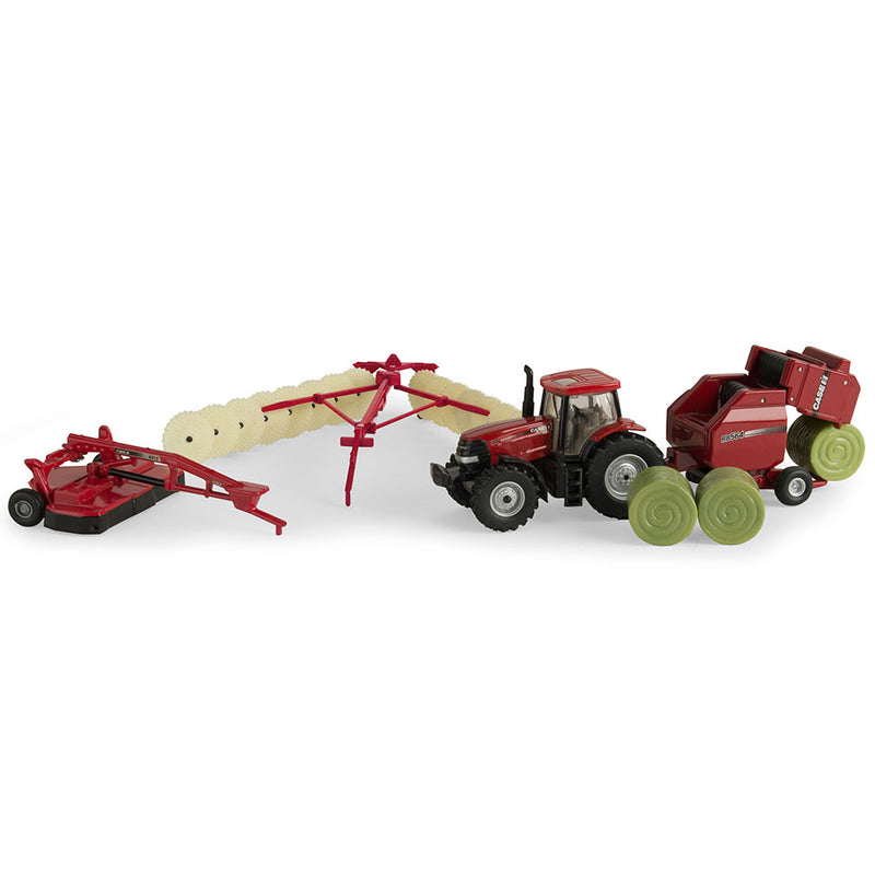 (B&D) 1/64 Case IH Haying Set with Tractor, Baler, Mower & Hay Rake by ERTL - Damaged Box