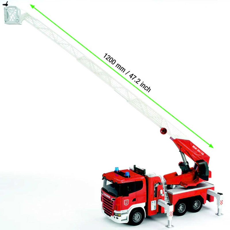 (B&D) 1/16 Scania Super 560R Fire Engine with Extendable Ladder, Water Pump and Lights & Sounds by Bruder - Damaged Item