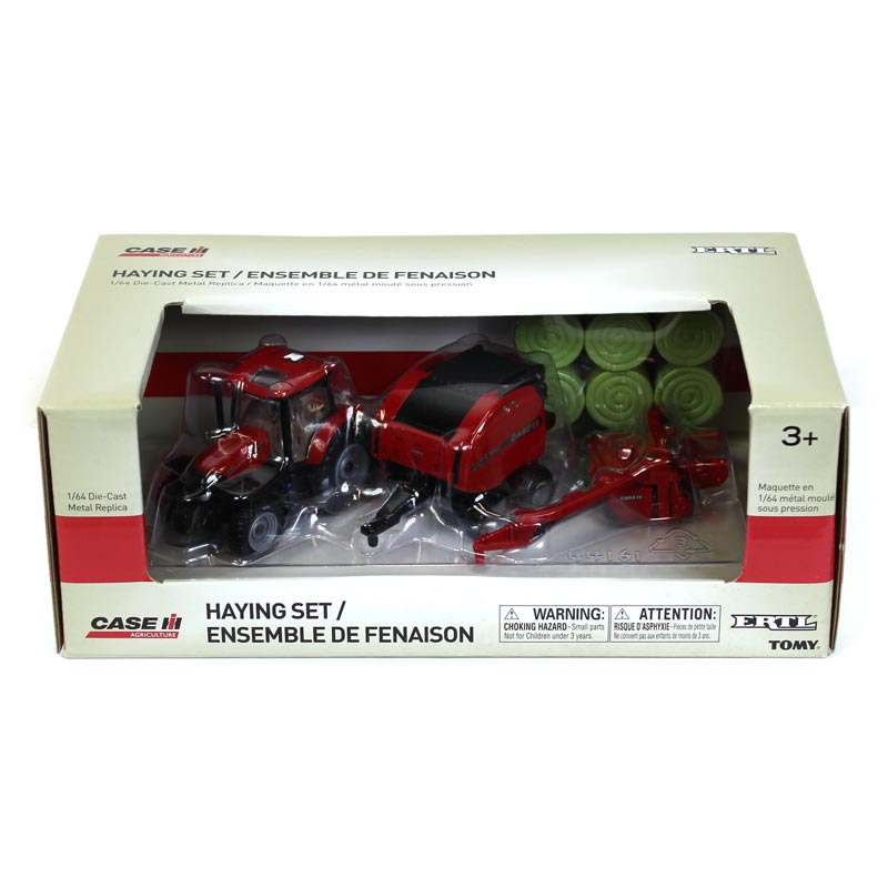 1/64 Case IH 4 Piece Haying Set with Maxxum 145, Baler, Mower Conditioner & Bales