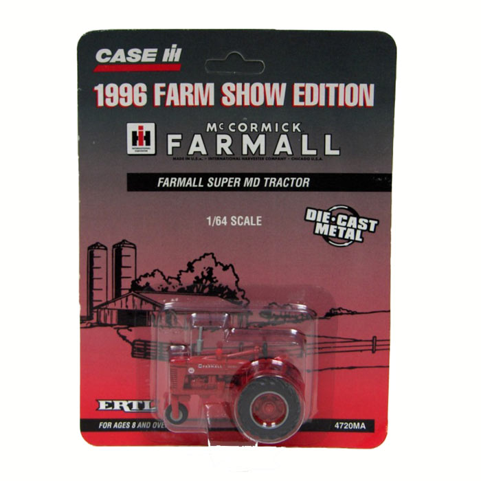 1/64 IH Farmall Super MD Tractor with Single Front Wheel by ERTL, 1996 Farm Show Edition