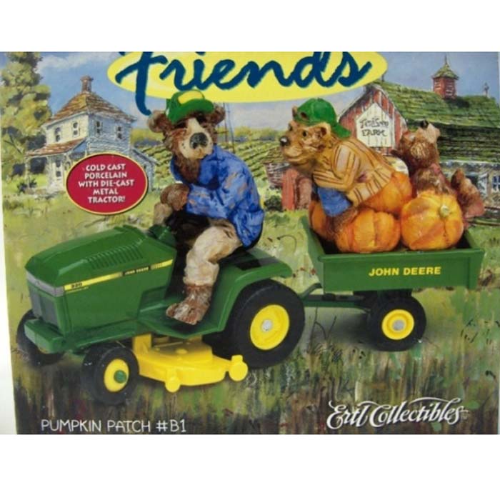1/16 John Deere 320 Lawn Tractor with Cart & Lowell Davis Bear Figurine
