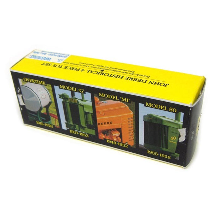 1/64 John Deere 4 Piece Historical Boxed Set with Overtime, G, MI, & Model 80 Tractors