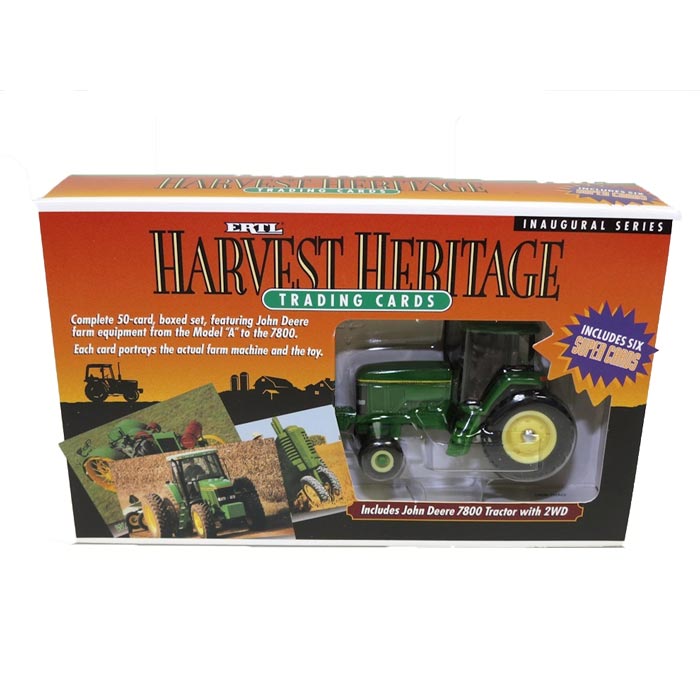 1/64 John Deere 7800 2WD Tractor with ERTL Harvest Heritage Inaugural Series Trading Cards