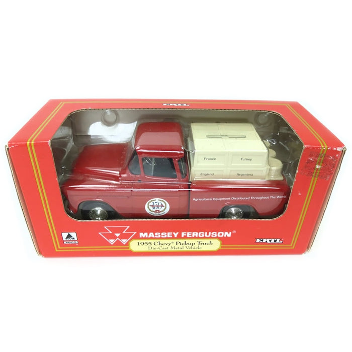 1/25 Red 1955 Chevy Pickup Bank with Massey Ferguson Logos