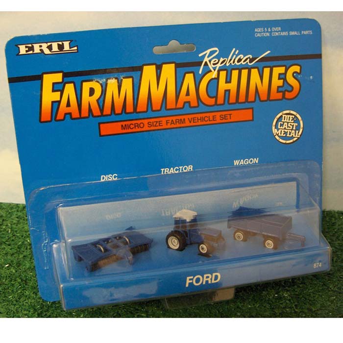 Ford Micro Farm Vehicle Ford 3 Piece Set from 1990 by ERTL