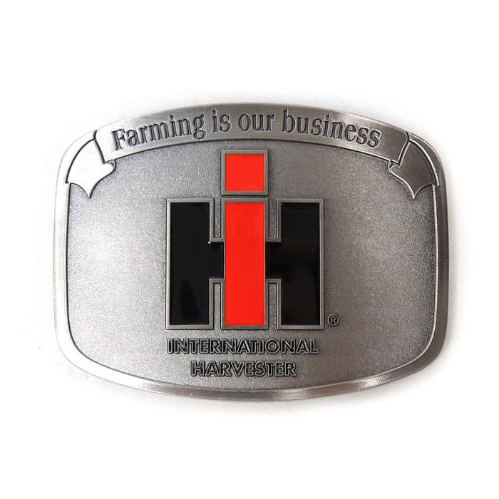 IH 'Farming is Our Business' Brushed Pewter Buckle