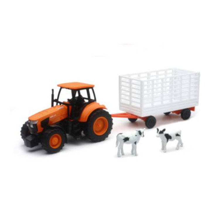 1/32 Plastic Kubota M5-111 Tractor with Hay Wagon by New Ray
