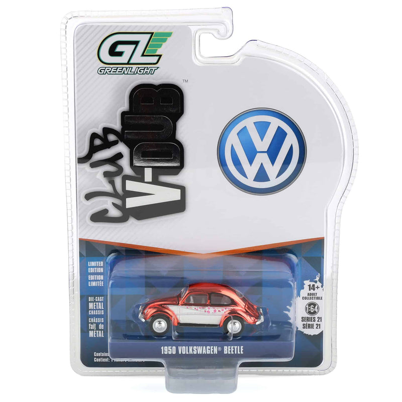 Red Chrome Chase ~ 1/64 1950 Volkswagen Beetle, Botanical Beetle, Club Vee-Dub Series 21