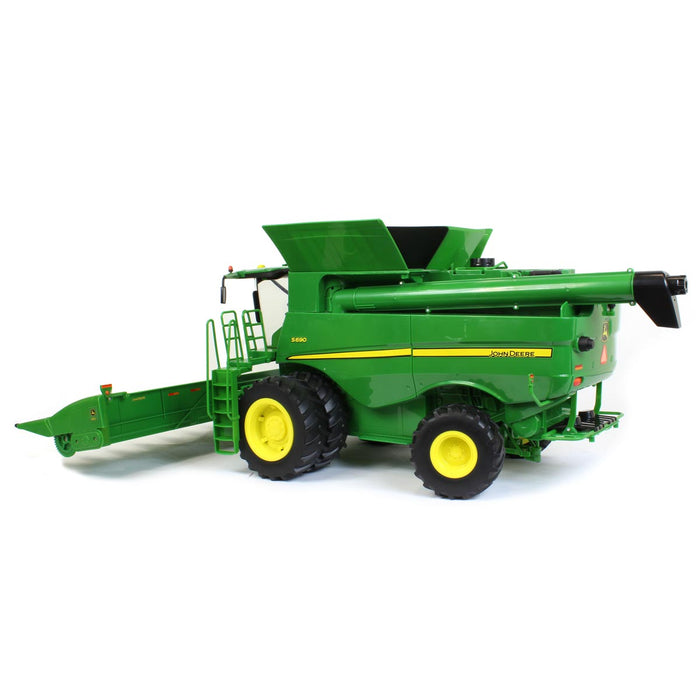 1/16 Big Farm John Deere S690 Combine with 12 Row Corn Head and Grain Head